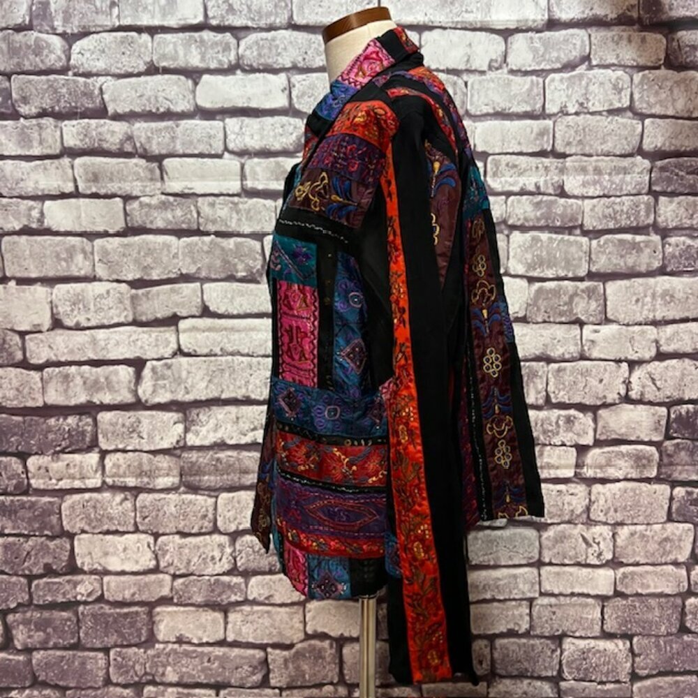 Chico's NWT Black, Purple, Red & Turquoise Button Down Jacket Size XL - Picture 3 of 8